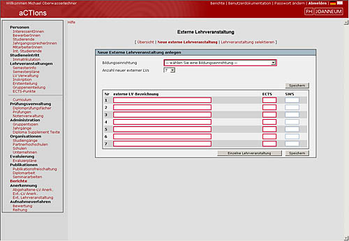 Anrechnung externer Lehrveranstaltungen